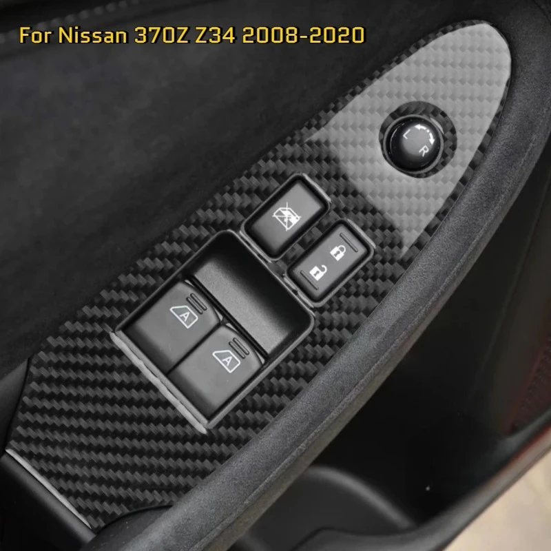 

For Nissan 370Z Z34 Z400 08-20 Soft Carbon Fiber Car Window Lift Switch Button Panel Frame Cover Trim Car Accessories LHD RHD
