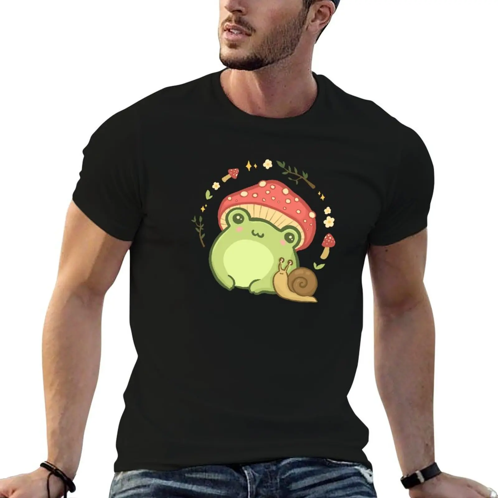 Super Cute Kawaii Frog With Toadstool Mushroom Hat Snail - Cottagecore Aestheti…