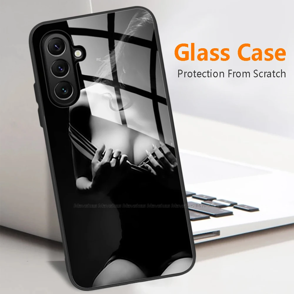 Tempered Glass Phone Case for Samsung Galaxy S26+ / S26 / S26 Plus Case Painted Black Silicone Shockproof Phone Back Cover Coque