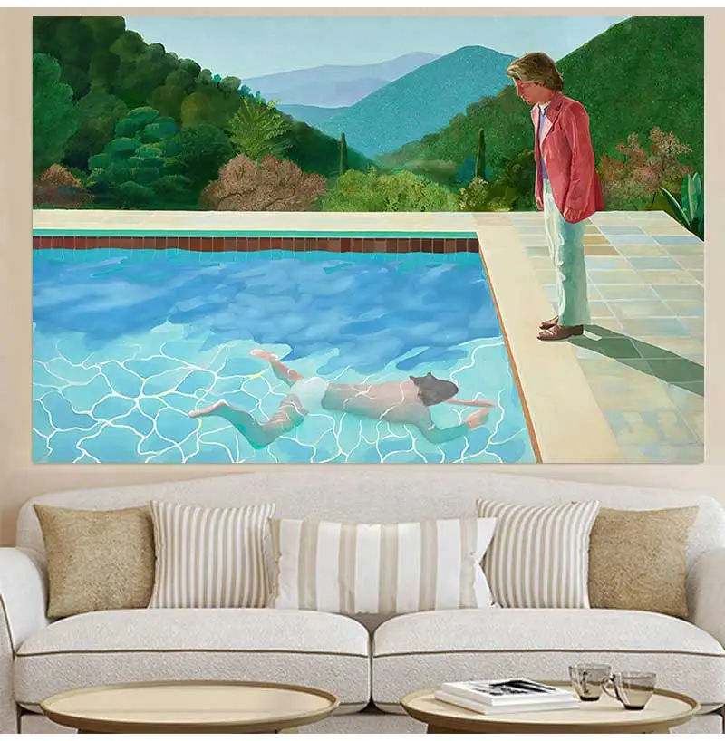 Canvas Painting Posters Prints Quadros Wall Art Picture For Living Room Home Decor Cuadros David Hockney Pool with Two Figures