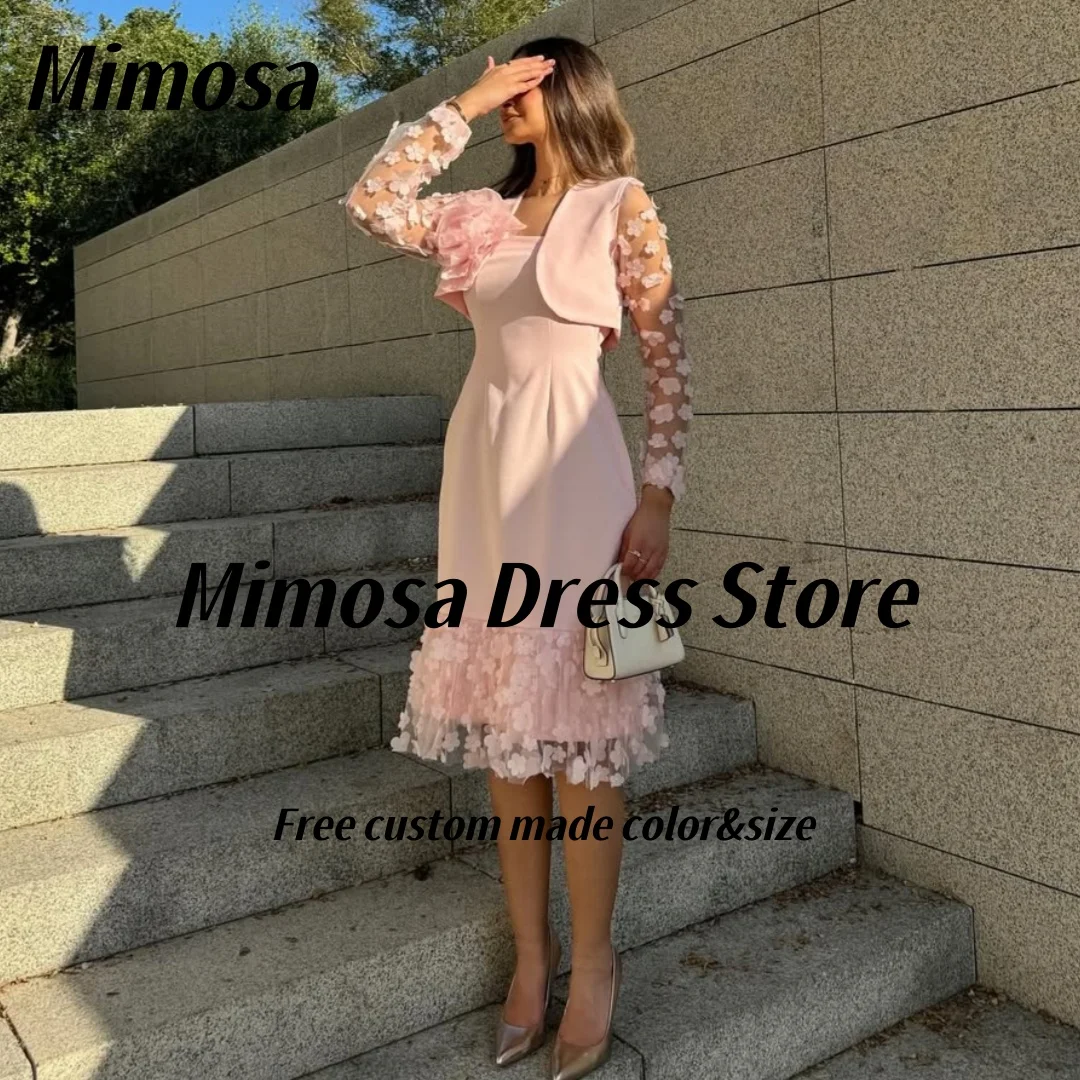

Mimosa 2025 платья для выпускного вечера без бретелек с цветами, куртки с длинными рукавами, свадебное платье, короткие банкетные платья на заказ по индивидуальному заказу