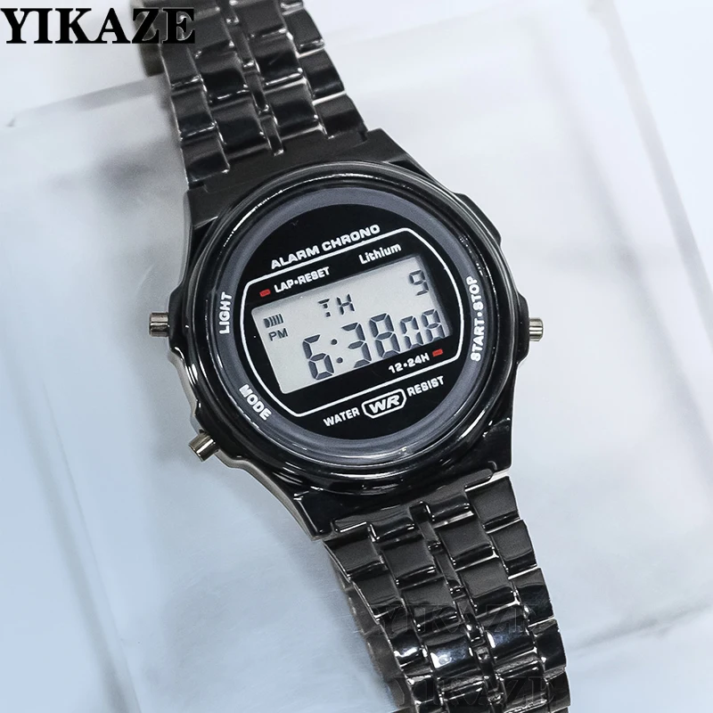 YIKAZE Luxury Digital Men's Watches Men Women Unisex Stainless Steel Sports Military Wristwatches Business Electronic Male Clock