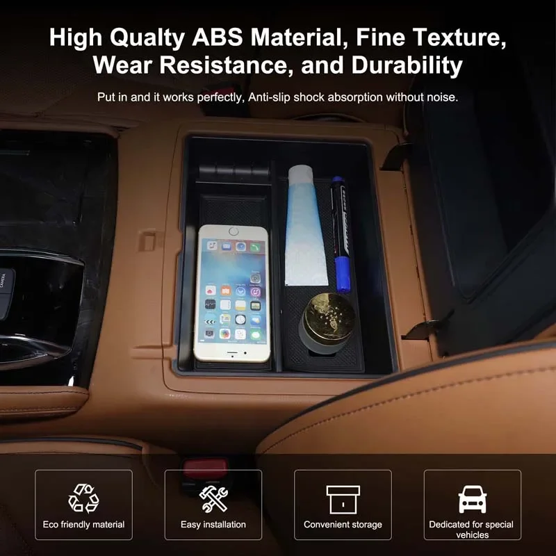صندوق تخزين بمسند ذراع أسود للسيارة ABS ، هاتف محمول ، صندوق تنظيم ، تشذيب ، ملحقات صينية Nissan Patrol Y62