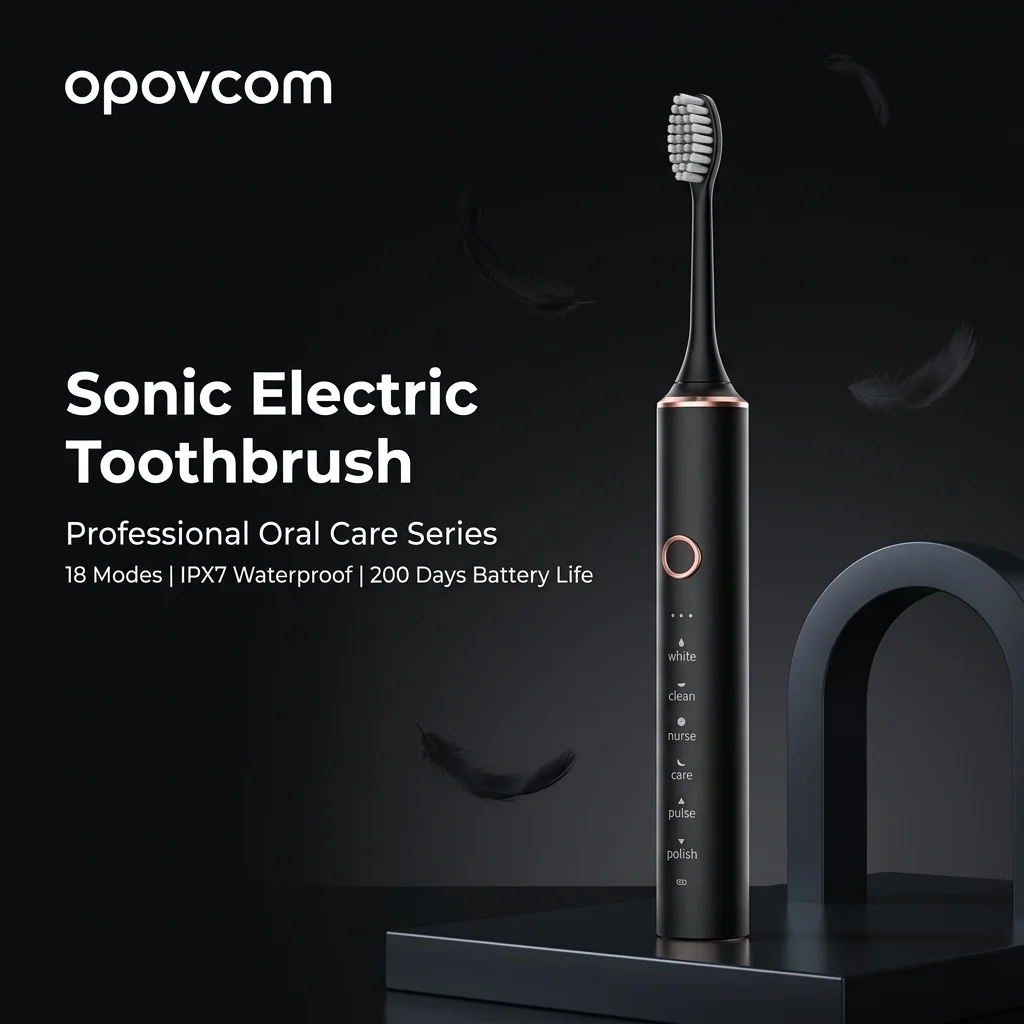 

USB Rechargeable Sonic Electric Toothbrush for Adults with 18 Modes IPX7 Waterproof Soft Bristles Smart Timer for Daily Oral