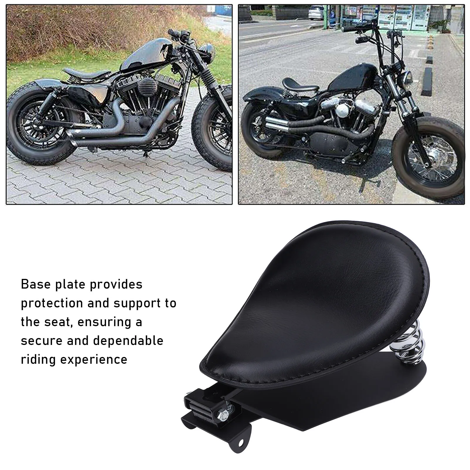 

Cushion Seat Motorcycle Seat with Spring Bracket Kit Faux Leather Strong Support Fit for Retro Motorcycle