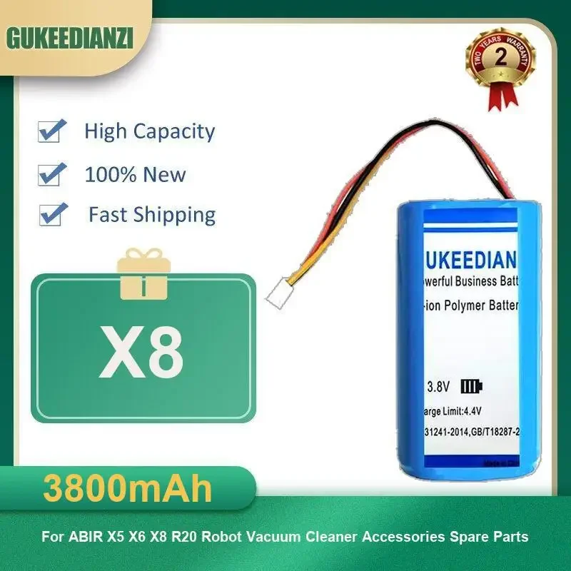 

3800mAh X8 Robotic Vacuum Cleaner Accessories Battery For ABIR X5 X6 X8 R20 Robot Vacuum Cleaner Accessories Spare Parts