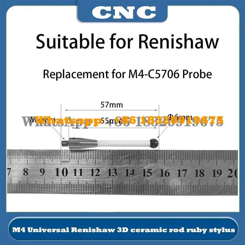 Sonda Cerâmica Universal CNC M4 Substituta para Sonda Cerâmica de Três Coordenadas Renishaw Ruby Stylus Probe M4-C5706 MMP25 CF-38 6.0mm