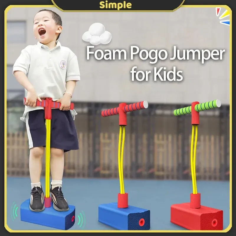 My First Foam Pogo Jumper For Kids Fun And Safe Pogo Stick Durable Foam And Bungee Jumper For Ages 3 And Up Toddler Toys (Blue)