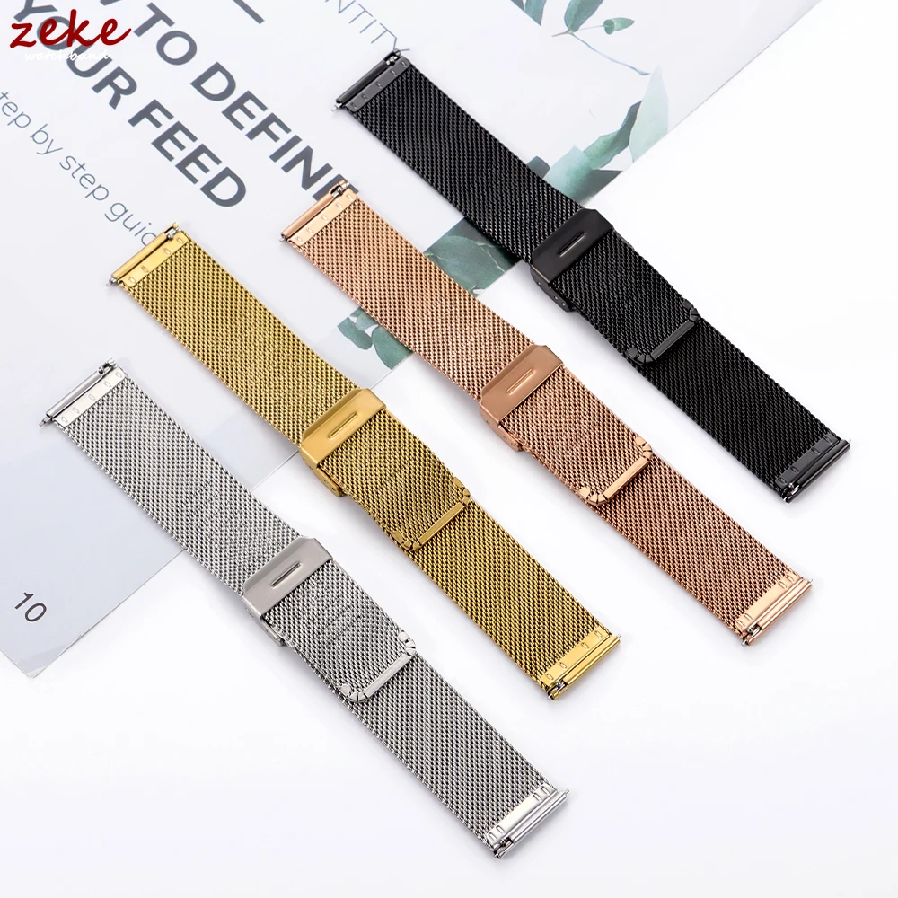 18mm 20mm 22mm Universal Milanese Watch Band Quick Release Bracelet for Huawei Watch GT5 GT4 Mesh Stainless Steel Silver Strap