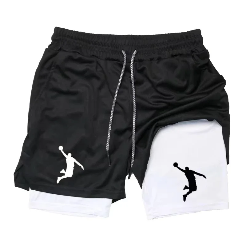 

Summer Trend Sports Fashion 2-in-1 Double-layer Shorts Quick-drying Breathable Fitness Sports Running Training Pants Beach Pants