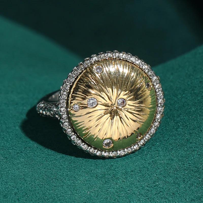 

Vintage Gold Plated Round Rings Designer Jewelry Accessories Antique Metal Luxury 2026 For Women New