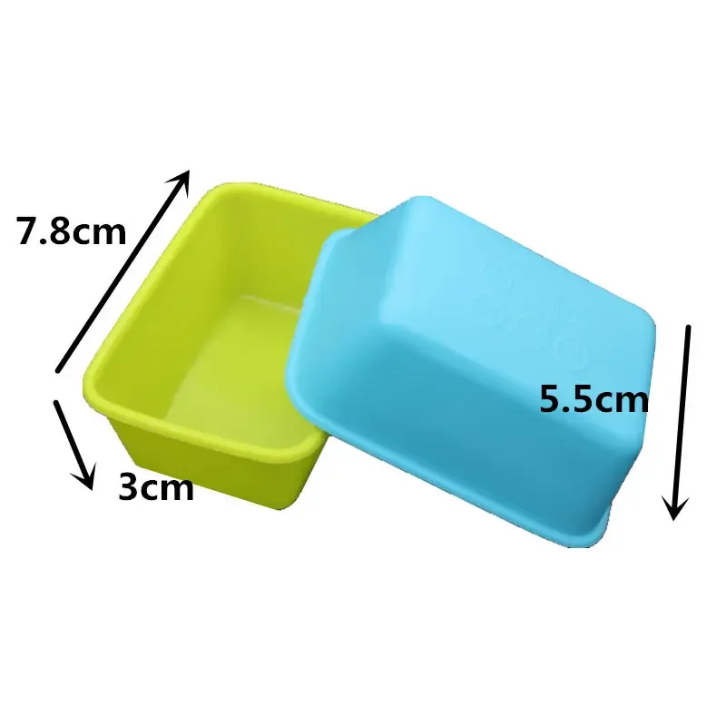 10 Pieces Rectangle Silicone Small Loaf Pan Silicone Muffin Baking Cups Cupcake Mold