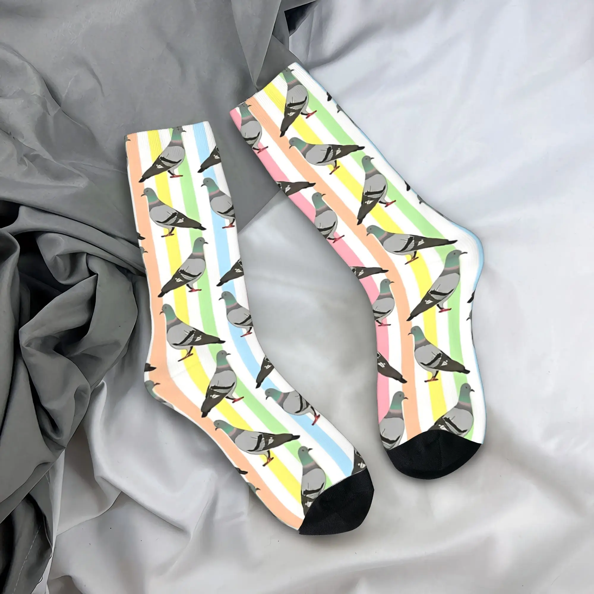 Pigeon Walk The Pastel Rainbow Positive Vibes Socks  Retro Stockings Winter Non Skid Men Socks Quality Graphic Sports Socks