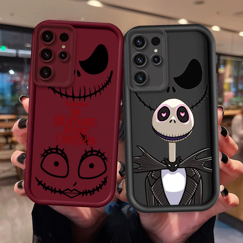 Art The Nightmare Before Christmas untuk Samsung Note 20 S24 S23 S22 S21 S20 Ultra Plus FE A25 A23 A22 A15 A31 5G Eye Ladder TPU