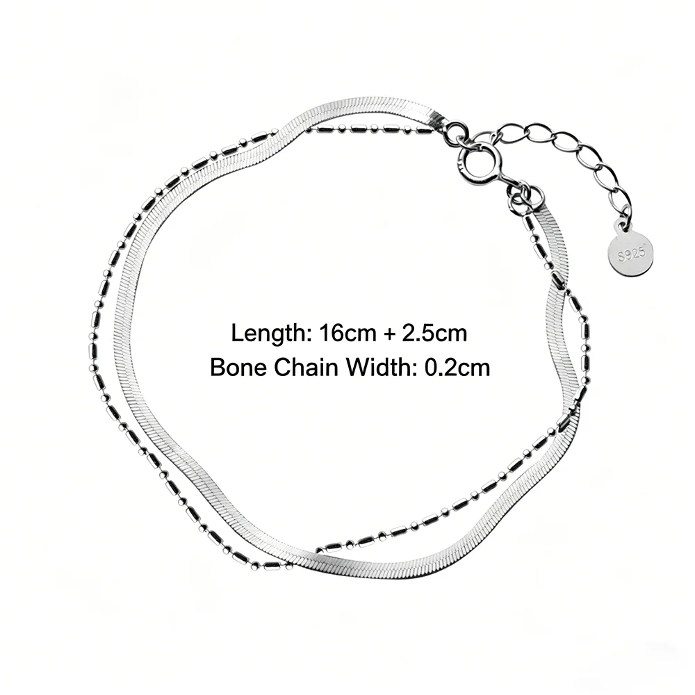 La Monada 925 Sterling Silver Double Layer Bracelet Fine Silver Chain Bracelets for Women Minimalist Jewelry