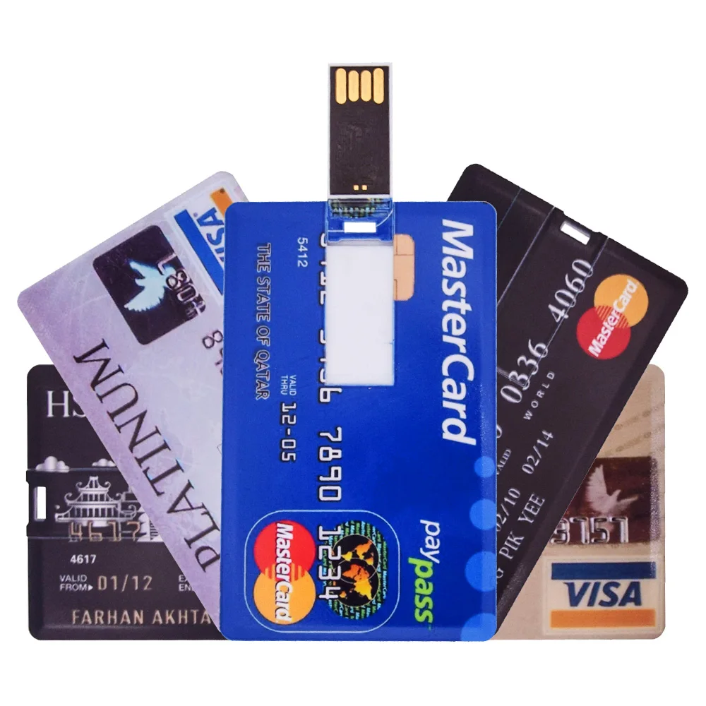 New Credit Bank Card USB Flash Drive 2.0 Custom Logo 4gb 8gb 16gb 32gb 128mb memory Stick Pendrive HSBC MasterCard Bradesco gift