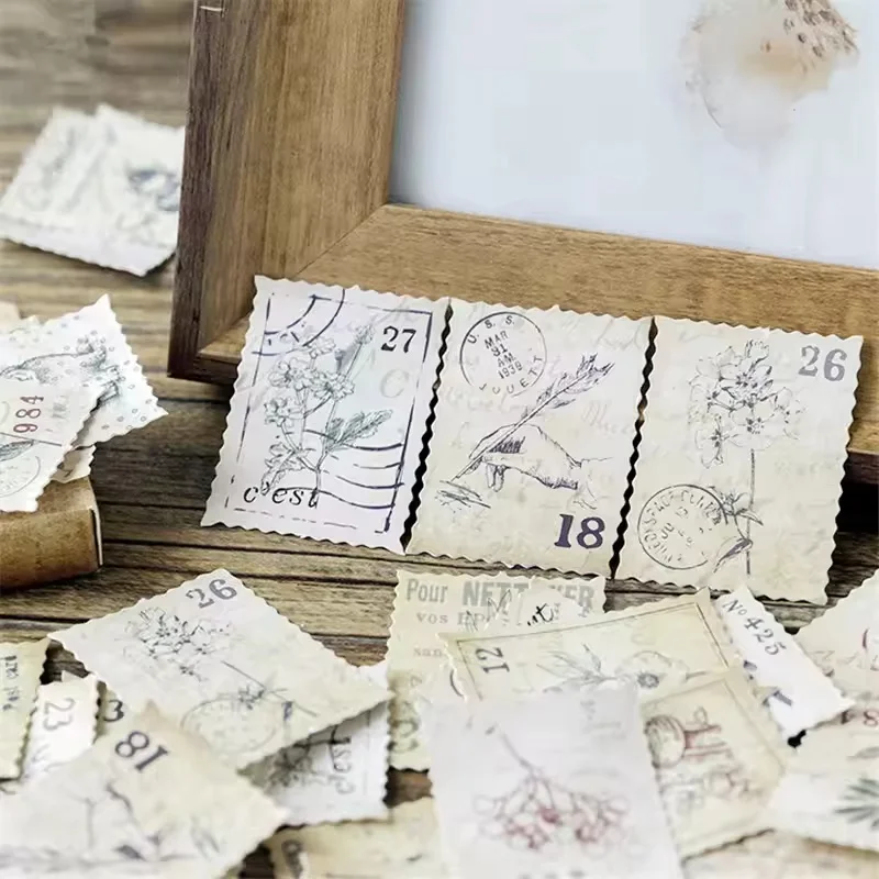46 Sheets Forest Stamp Stickers Label Decorative Stickers Self Adhesive Sealing Sticker DIY Notebook Collage