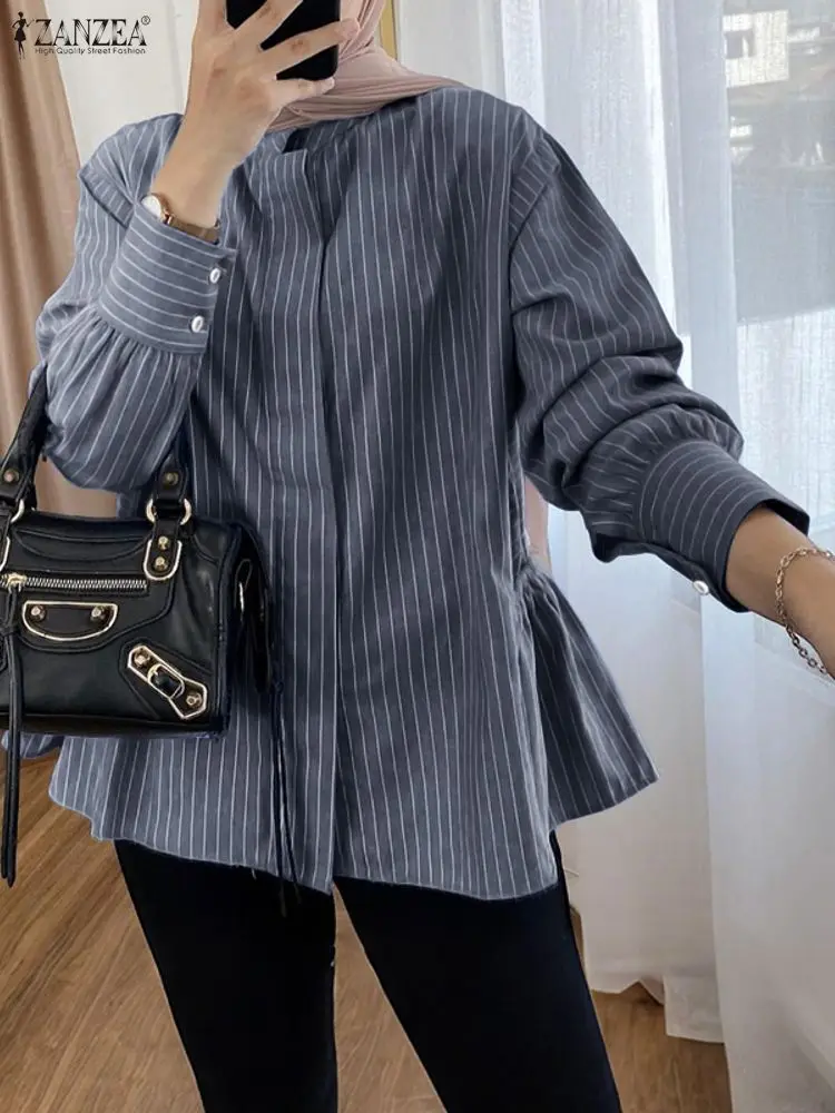 ZANZEA Stijlvolle Herfst Shirts Vrouwen Lange Mouw Tops Kantoor Streep Blouse 2025 Elegante OL Werk Shirt Casual Knop Blusas Mujer