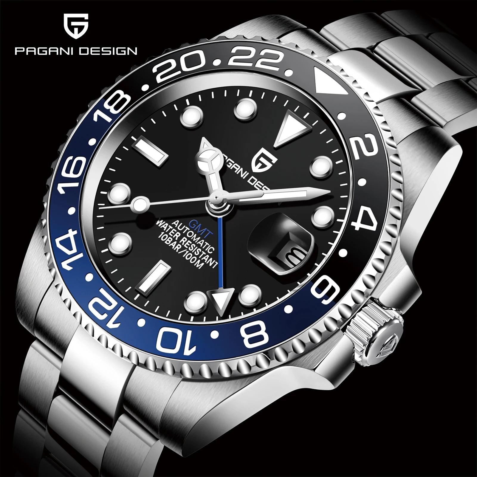 

New PAGANI DESIGN PD-1662 V5 Men Mechanical Watch Luxury Ceramic Bezel Automatic Watch 10bar Waterproof Sapphire Glass GMT Watch