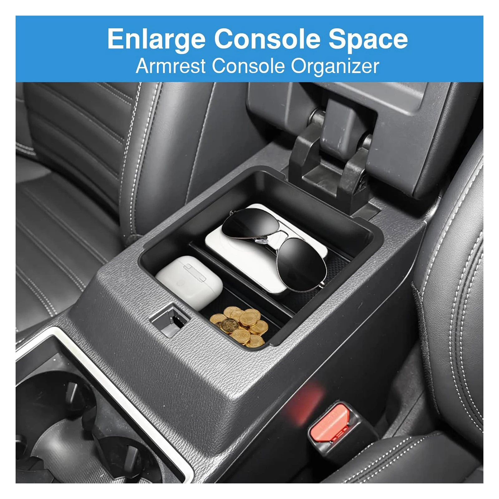 Für Mitsubishi Outlander 2022 2023 2024 2025 2026 Armlehnen-Organizer: Versteckter Aufbewahrungsbehälter mit oberer Ablage und weichem Silikonpolster – Detail 4