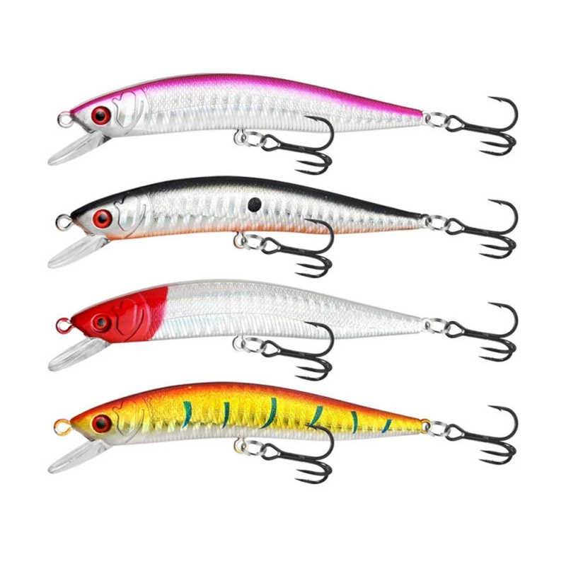 9pcs Long-distance Casting Surface Laced with Ring Beads and Gold-stamped Minnow Bait for Bass Fishing Lures