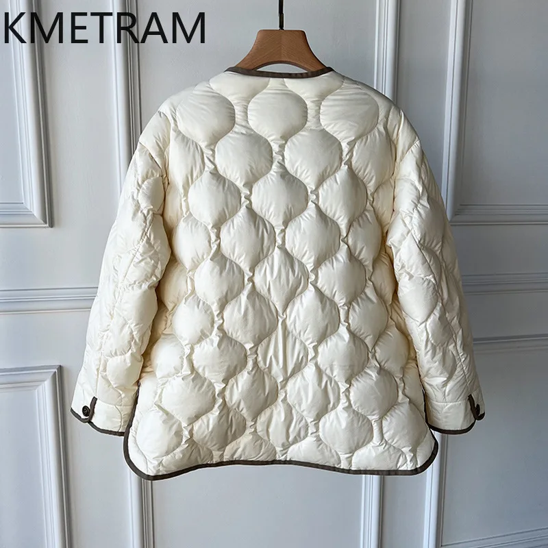 KMETRAM White Duck Down Jackets Elegant New in Outwears Fashion Puffer Jacket Winter Clothes Women 2024 Пуховик Женский Зимний