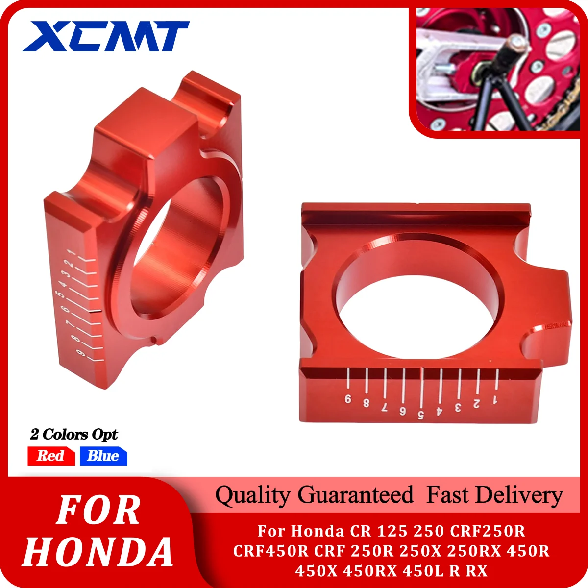 

Motorcycle CNC Rear Chain Adjuster Axle Blocks For HONDA CRF250R CRF450R CRF250X CRF450X CRF250RX CRF450RX CR 125 250 CRF X R RX