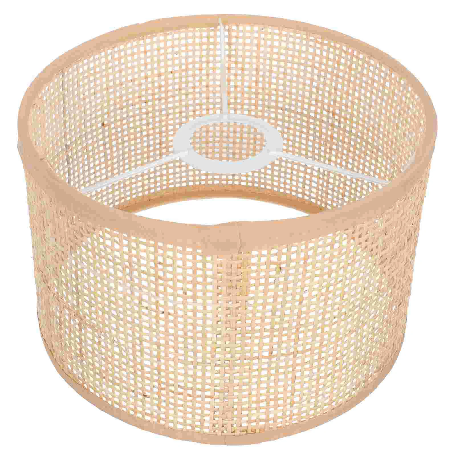 

Rattan Holder Woven Lampshade Ceiling Decor Chandelier Grid Wicker Light Retro