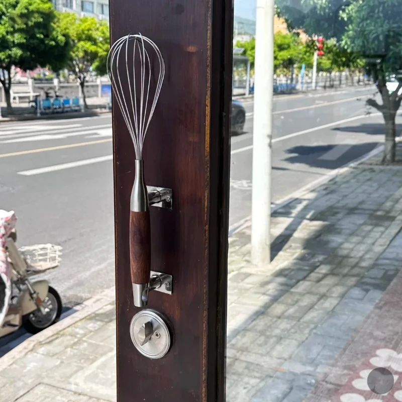 Stainless Steel Egg Beater with Wooden Pull Handle for Restaurant KTV Cake Shop Durable And Stylish Kitchen Accessory