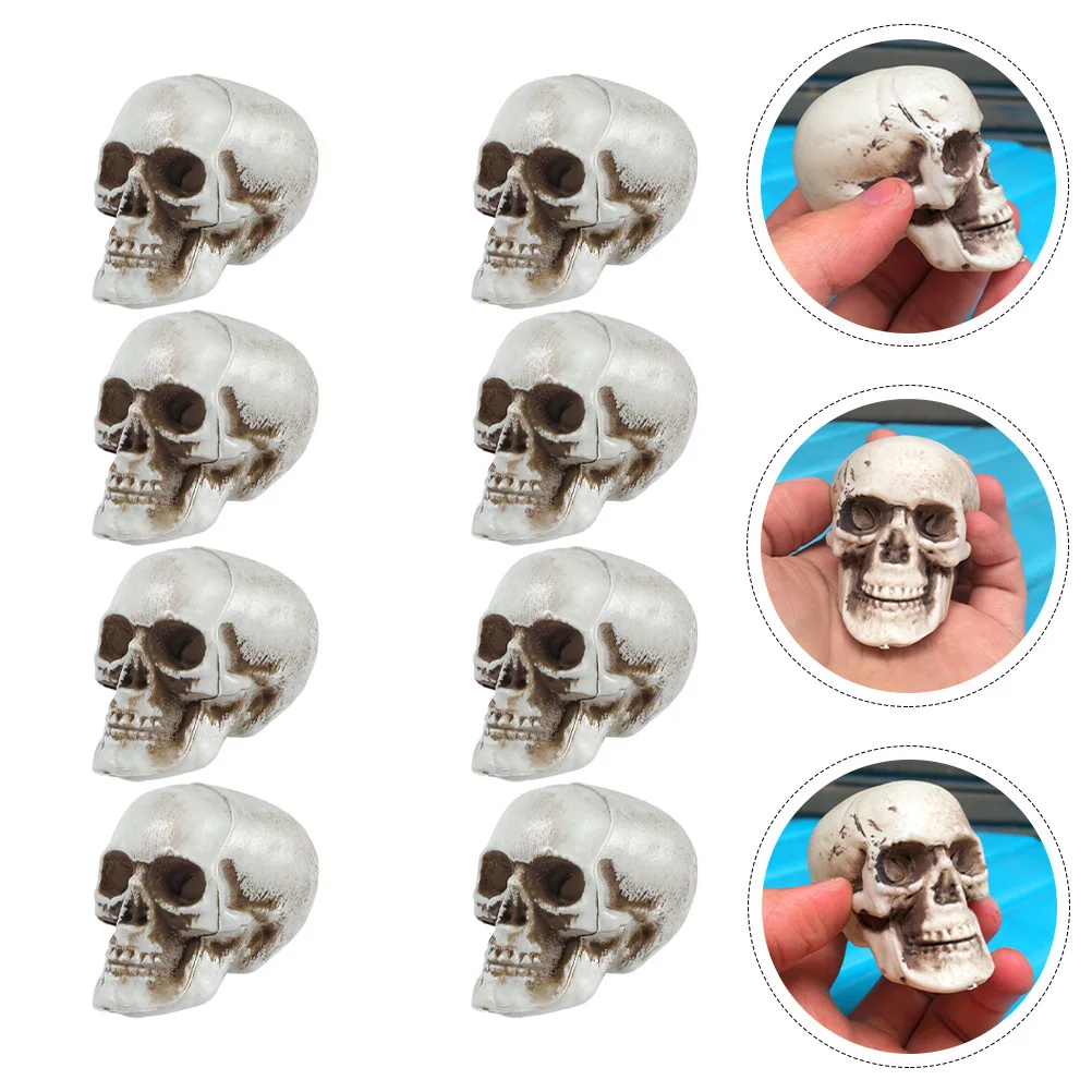 

8Pcs Small Plastic Skulls Skull Crafts Adornment for Halloween Decor Party Supplies Spooky Theme Event Accessories