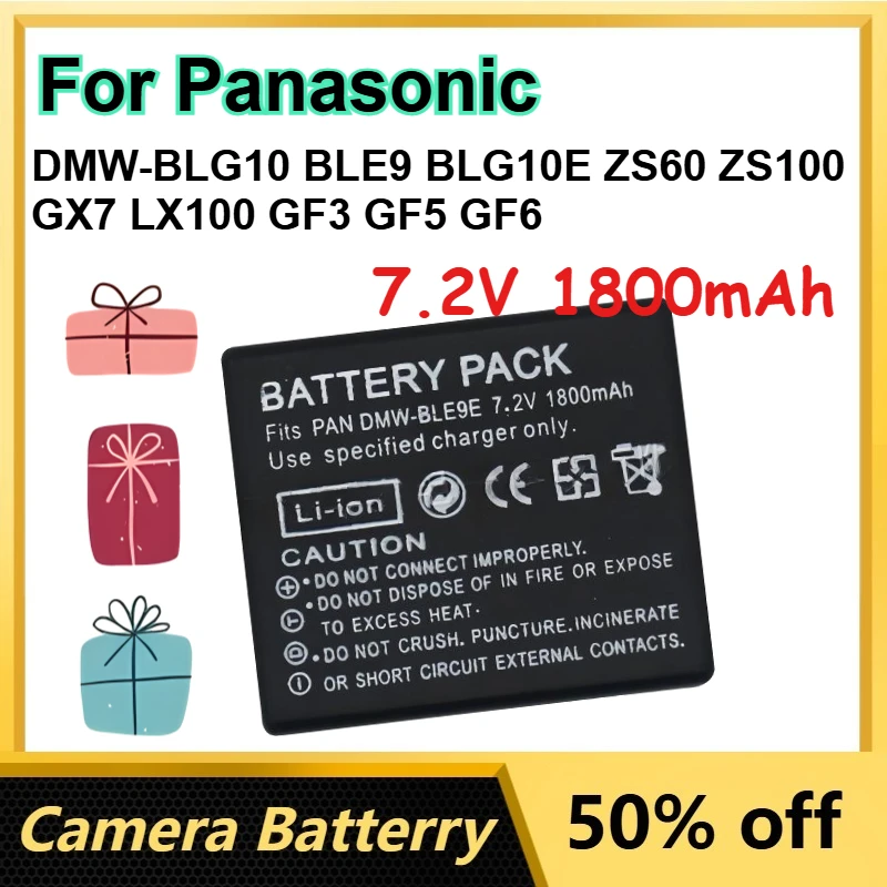 

2 Pcs 7.2V 1800mAh Li-Ion Battery for Panasonic DMW-BLG10 BLE9 BLG10E ZS60 ZS100 GX7 LX100 GF3 GF5 GF6 Camera Batteries