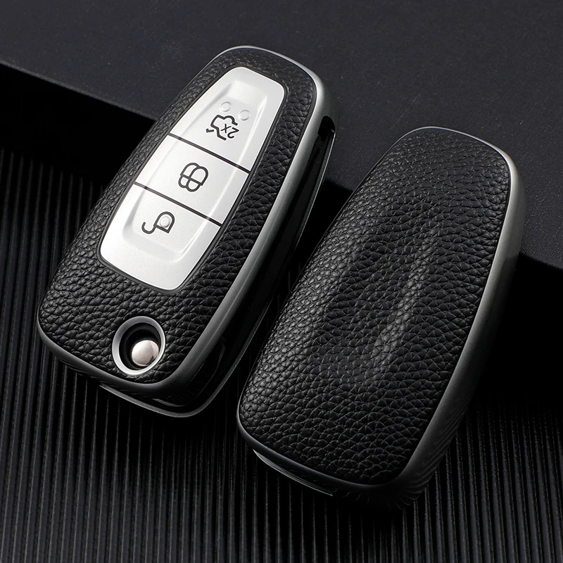 Car Folding Key Case Cover Bag Keychain for Ford Focus C-Max S-Max Galaxy Mondeo Ranger Transit Tourneo Custom TPU Protector