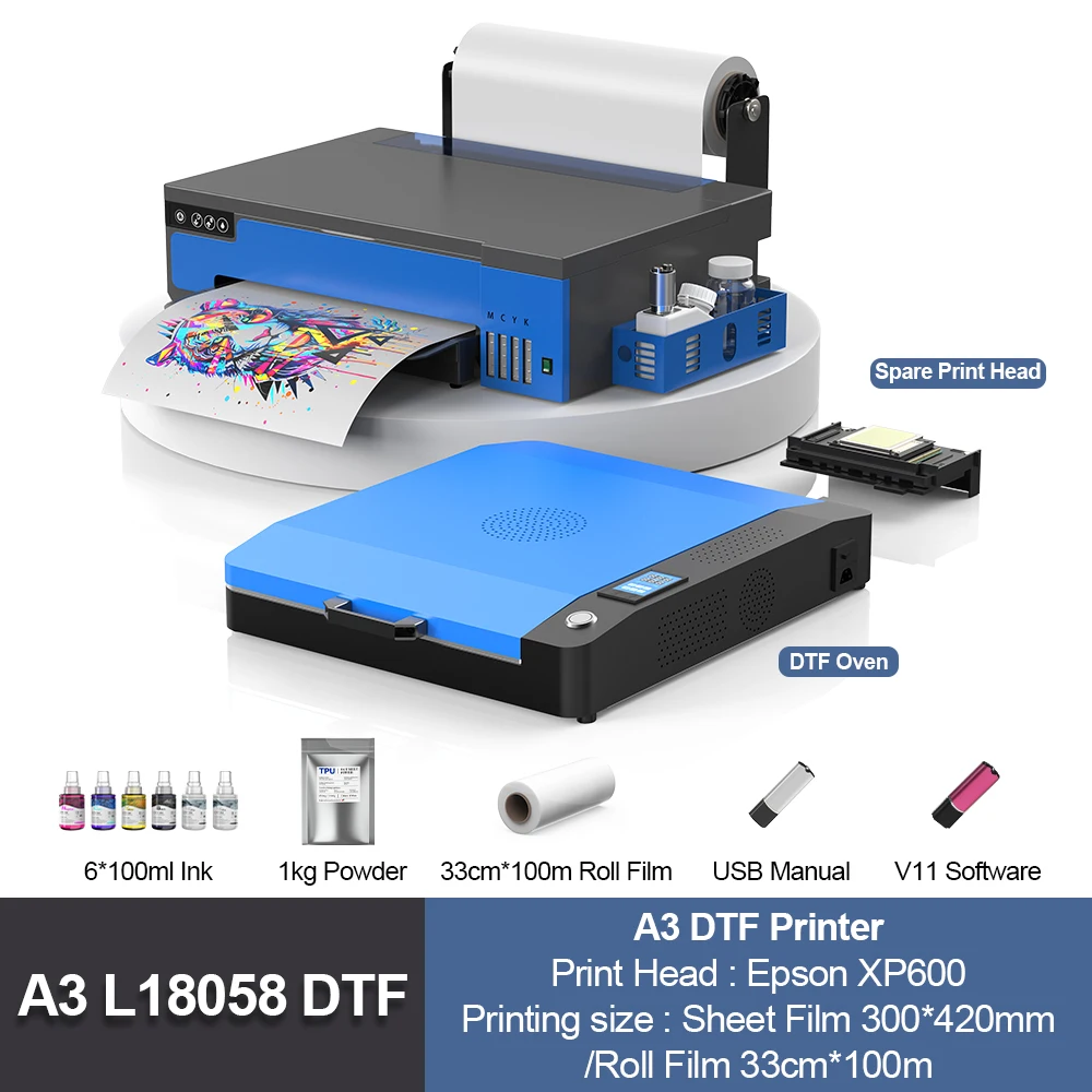 

Принтер A3 DTF с головкой Epson XP600, безпосередньо на фильм, печатная машина для футболок со смешиванием белых чернил Принтер A3 DTF для одежды