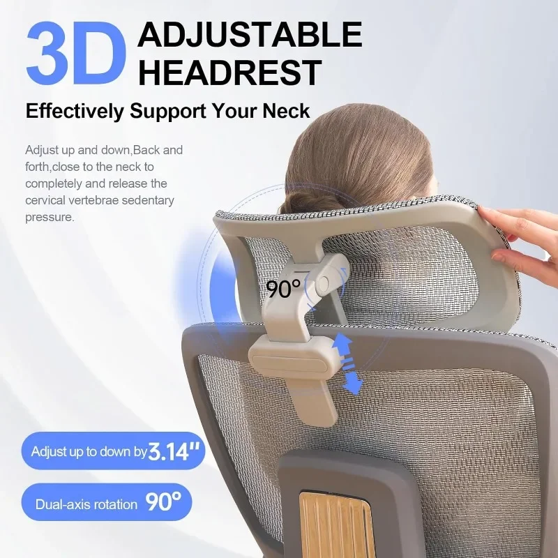 Silla de oficina ergonómica S400, la silla de oficina más cómoda con reposabrazos 6D y reposacabezas 3D y soporte lumbar adaptable