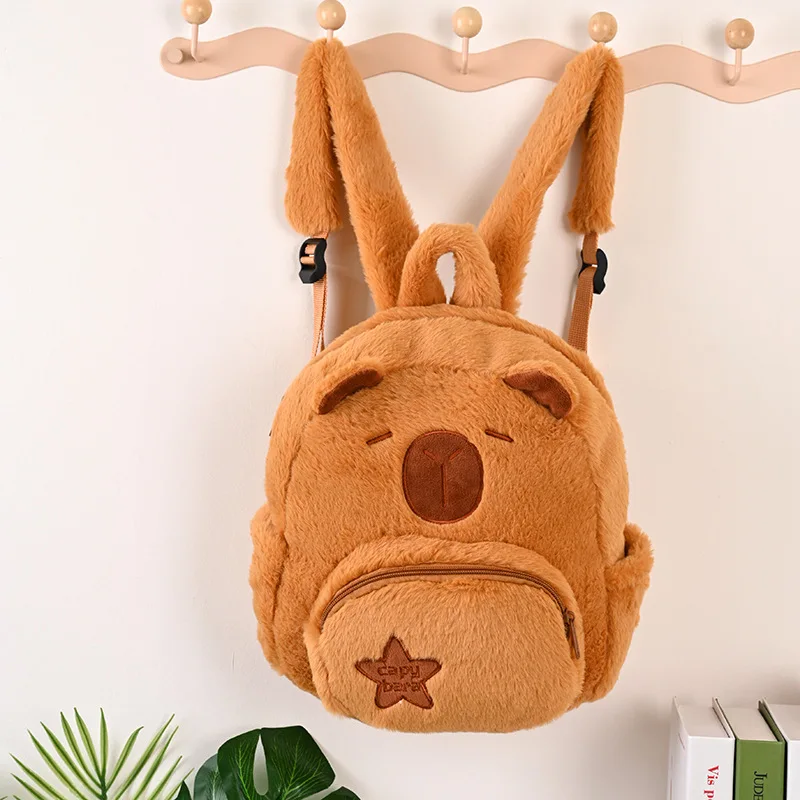 Capybara Plush Backpack Kawaii Fashion Plushie Doll Fur Bag Children's Bag Shoulder Bag Mini Knapsack Bags Gifts For Girlfriend