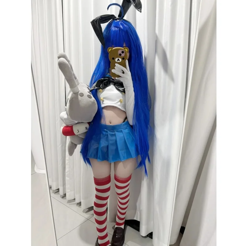 

Kantai Collection Shimakaze Cosplay Costume For Halloween Christmas Shimakaze Girl's Sailor Leather Role Play Blue Uniform Skirt