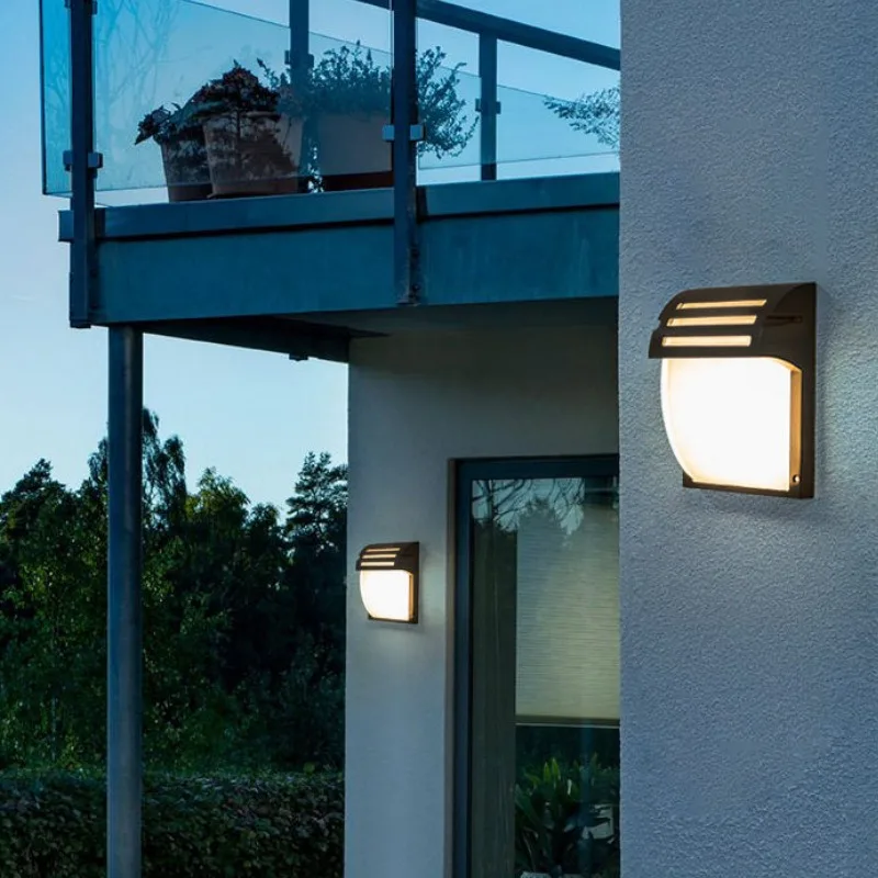 Outdoor aluminum wall lamp Garden lamp Exterior wall wall wall hanging gate ABS glass slippers Outdoor moisture-proof lamp Balco