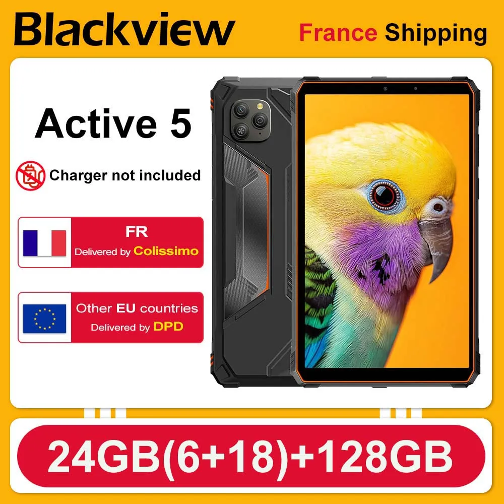Blackview Active 5 Tablet Robusto [Senza Caricatore EU] 6GB+128GB 8.68'' Android 15 IPS 6600mAh Doke AI 16MP NFC Impronta Digitale