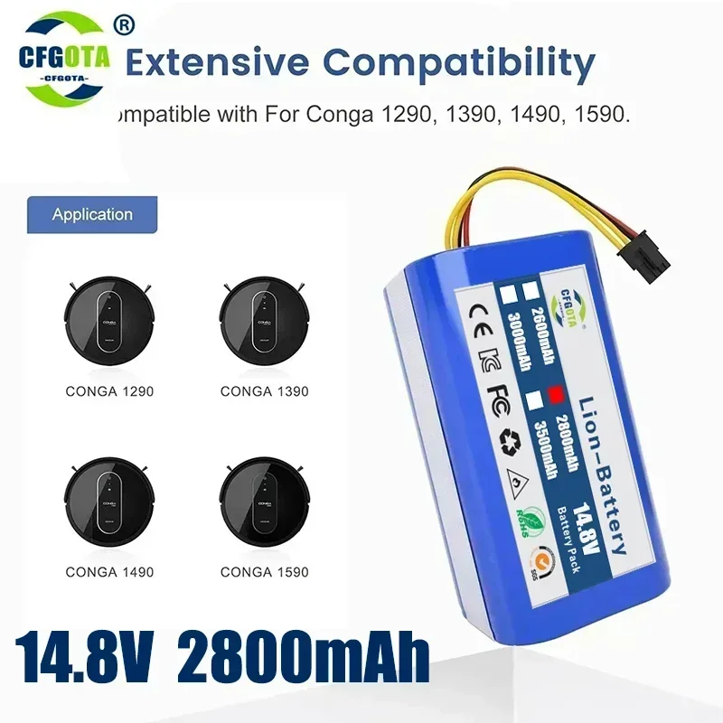 

100% новый 14,4 v 2800mAh литий-ионный аккумулятор для Cecotec Conga 1290 1390 1490 заменяемая батарея