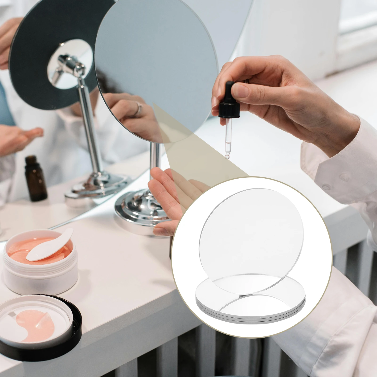 

8 Pcs Round Lens Parts Mirror Plate Vanity Make up Circle Component Diy Crafts Mirrors