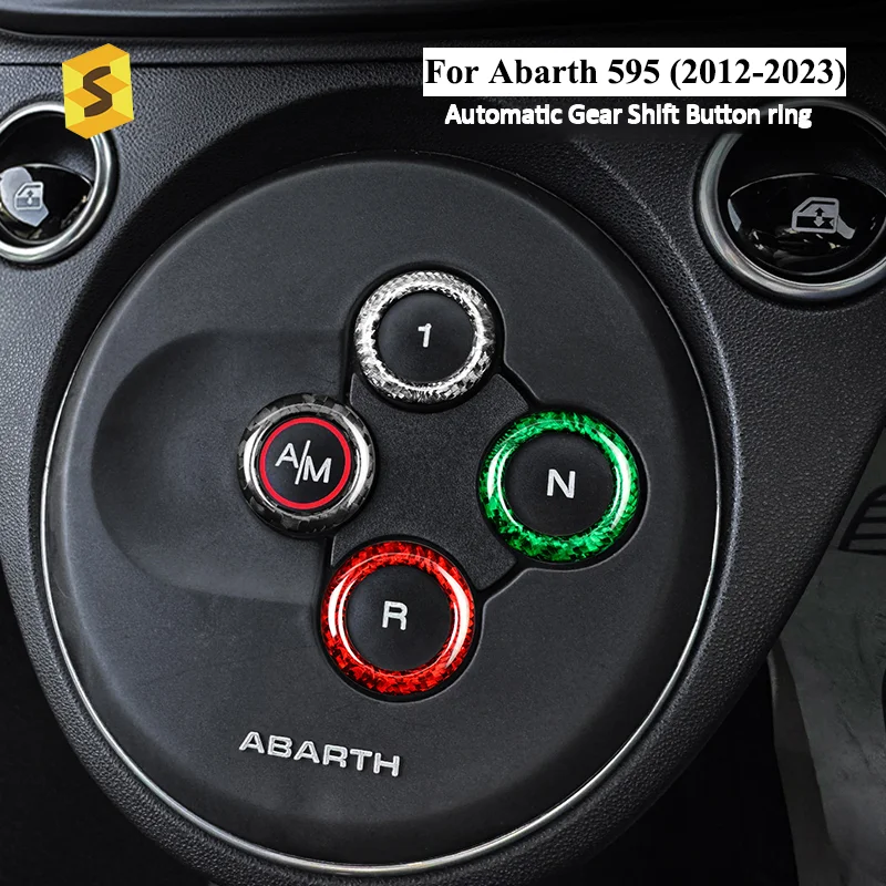 

Кольцо кнопки автоматического переключения передач, накладка из настоящего твердого углеродного волокна, наклейка для Abarth 595 2012-2023 2022 2021 2020 2019 2018, высококлассная