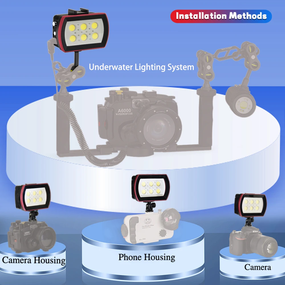 Seafrogs Aluminum LED Diving Light 7000-7500K Underwater Photography Lamp For Underwater Photography And  Outdoor Activities