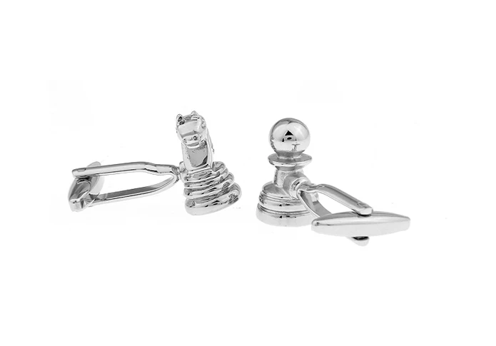 Men Gift Chess Cufflinks Novelty Knights & Pawns Design Silver Color Copper Cuff Links Wholesale&retail