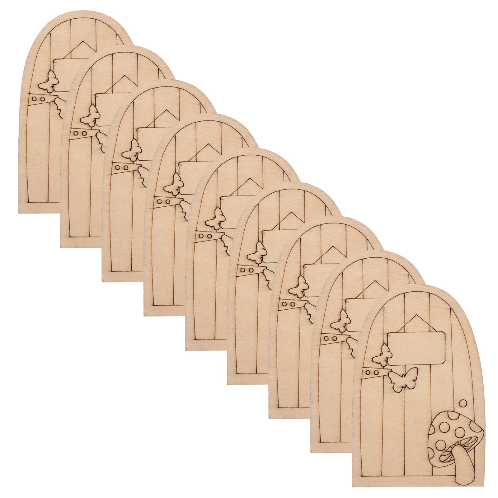 50-teiliges Feentür-Set aus Holz, Miniatur-Feenhäuser, DIY-Moos-Landschaftsornamente, Gartenzwerg-Türen, Gartenzubehör für Zuhause