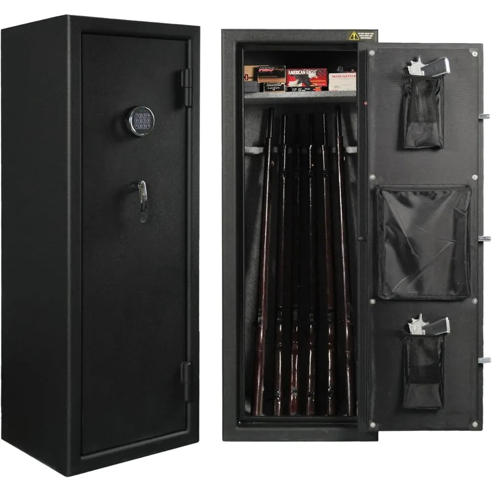 

14 Gun Fireproof Safe for Rifles and Pistols, Gun Cabinet with Keypad/Key Access, Fire and Water Safe with Combination Lock