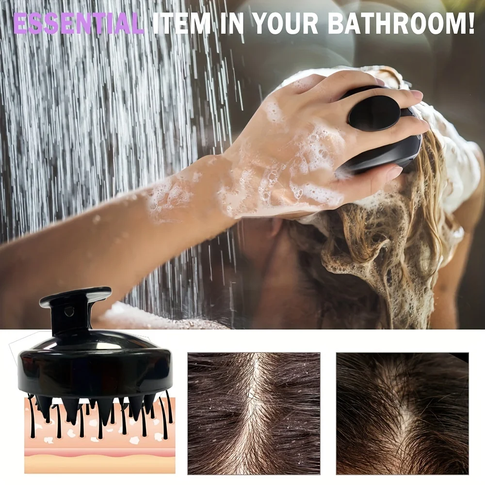 2-in-1 Silicone Scalp Massager & Shampoo Brush - Painless Hair Growth Stimulator for Shower, Gentle Head Spa Tool view 6
