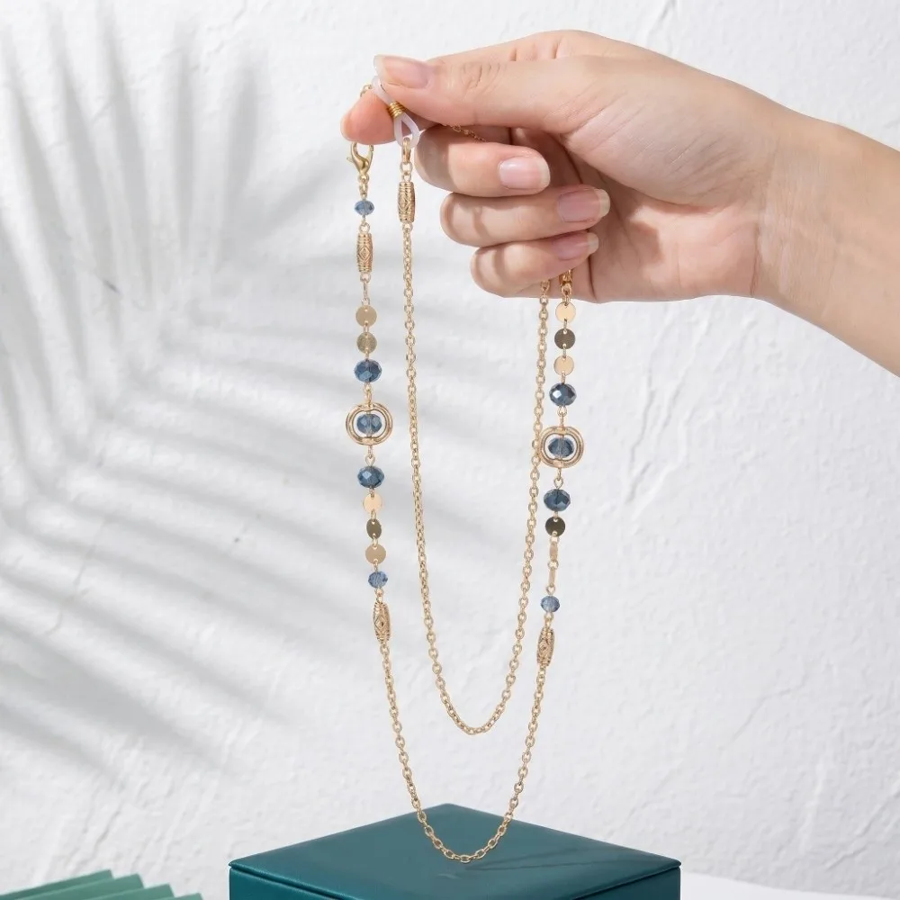 Rhinestone Glasses Hanging Chain Ocean Blue Anti-Loss Glasses Straps Portable Fashionable Sunglass Lanyard Straps Sunglass - view 4