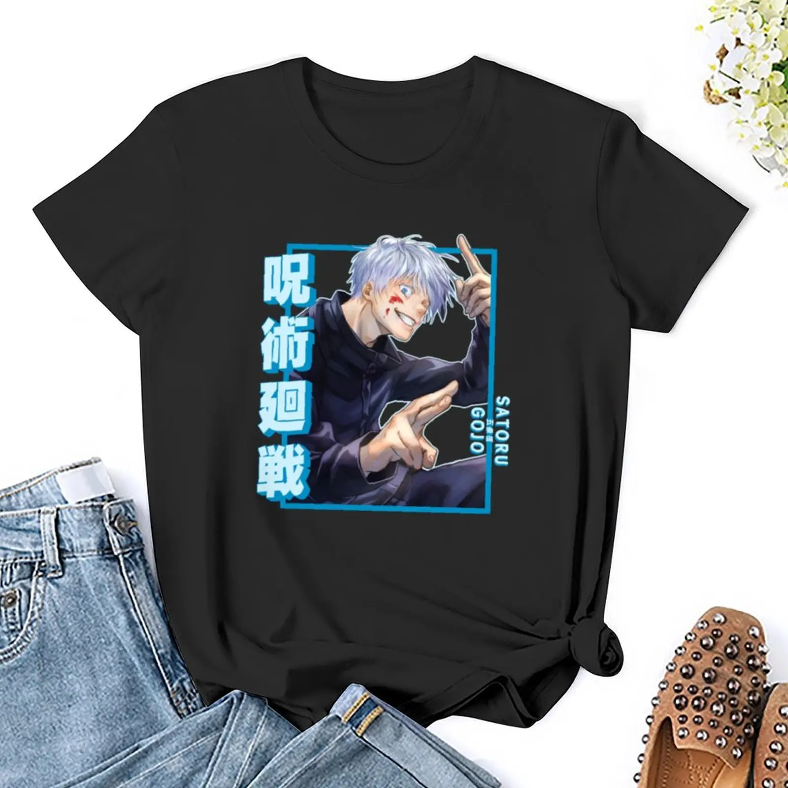 Sat0ru G0jo Camiseta de manga corta, ropa de verano, ropa coreana para mujer