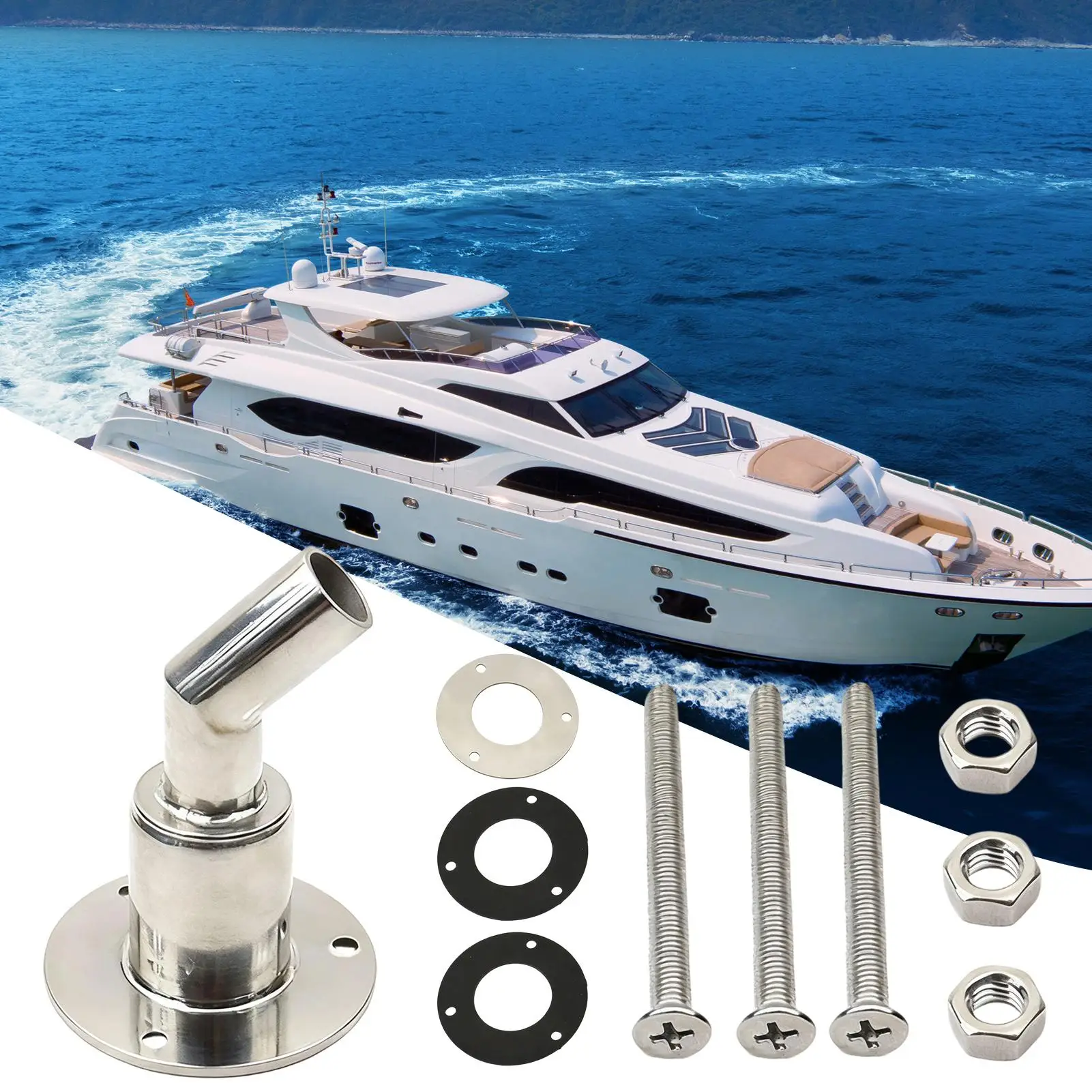 Thru Hull Exhaust Fitting 22mm 24mm Stainless Steel Connector Socket Marine Hardware Auto Parking Heater Exhaust System Parts