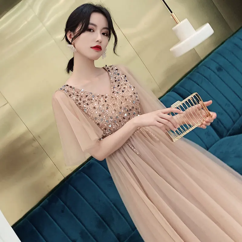 Soirée de Banquet pour femmes Petite demoiselle d'honneur Style fée Performance robe robes formelles Vestido mère de la mariée robes